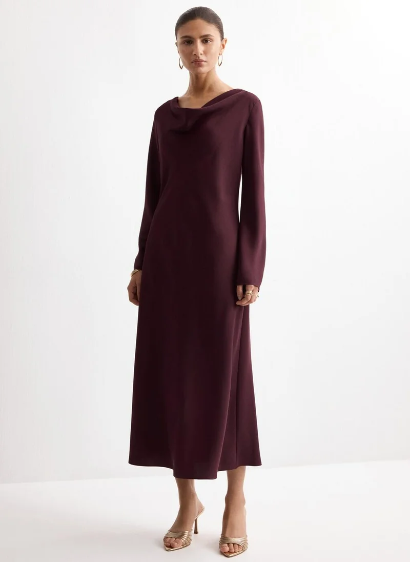 MANGO Long dress with draped neck